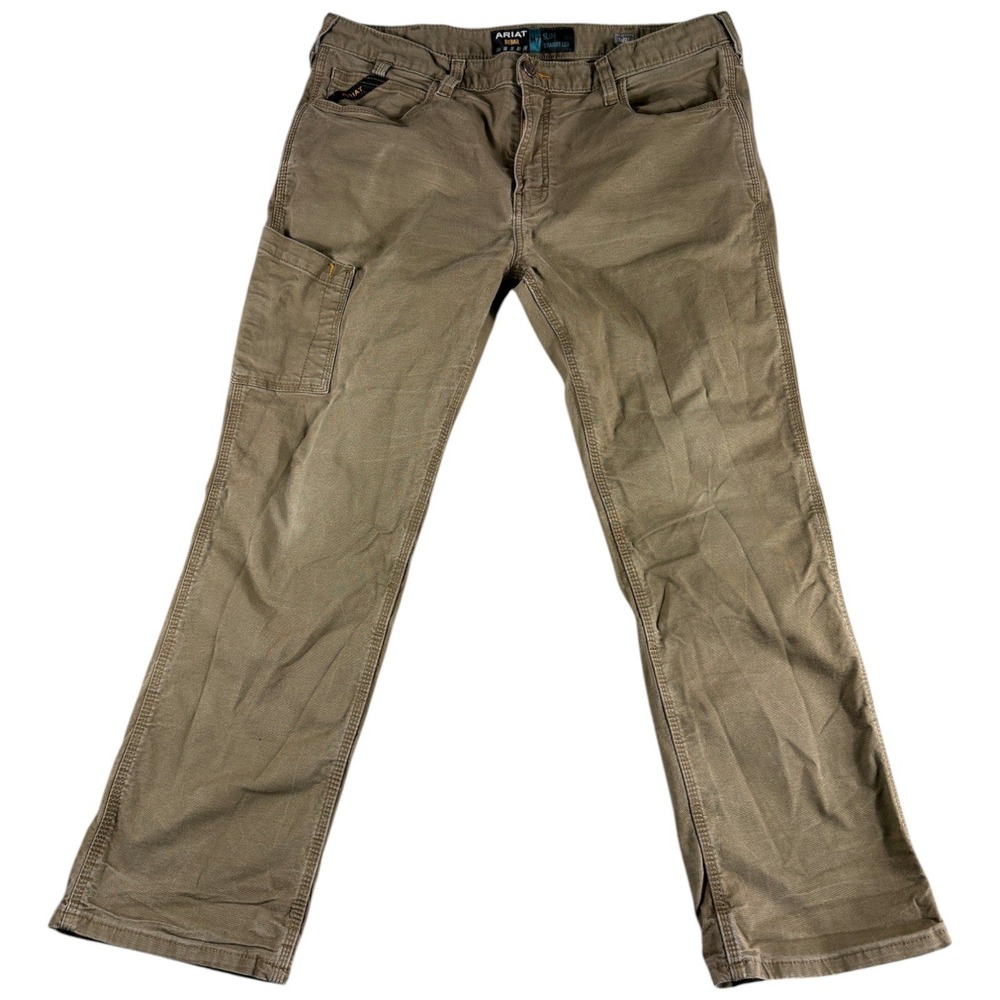 Ariat Rebar M7 Slim Fit Straight Leg Carpenter Pants Mens 38x32 Tan Khaki Work